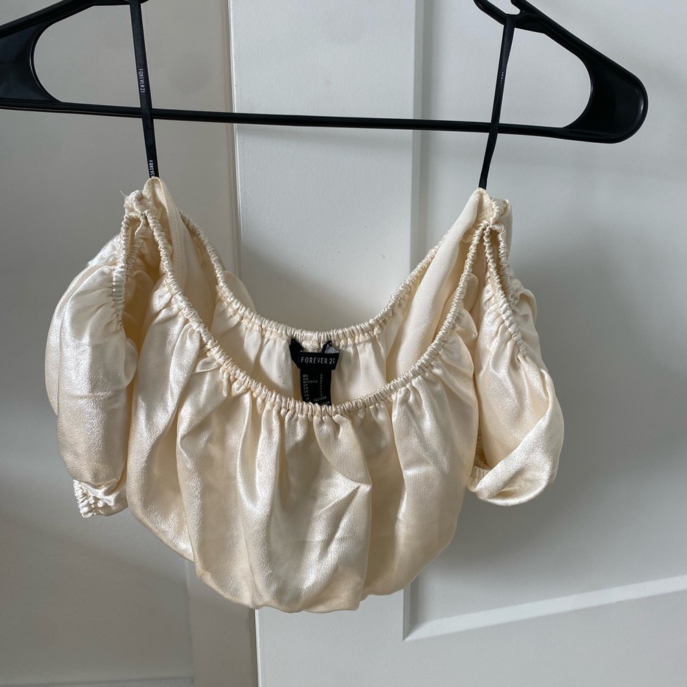 Elegant Cream Colored Satin Blouse